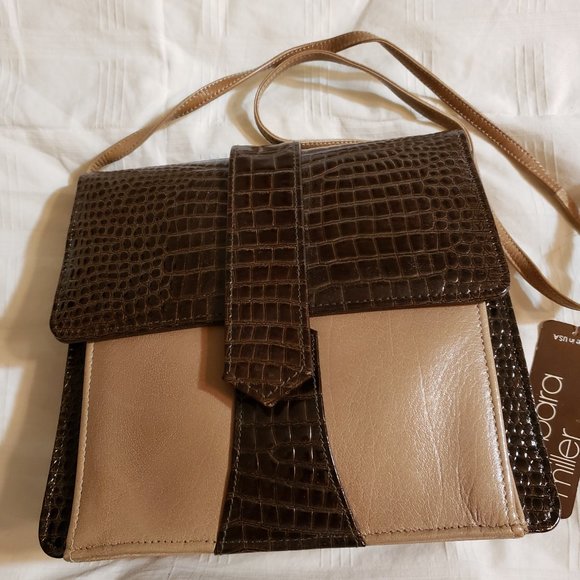 Barbara Miller Taupe and Brown Leather Purse - Picture 1 of 6